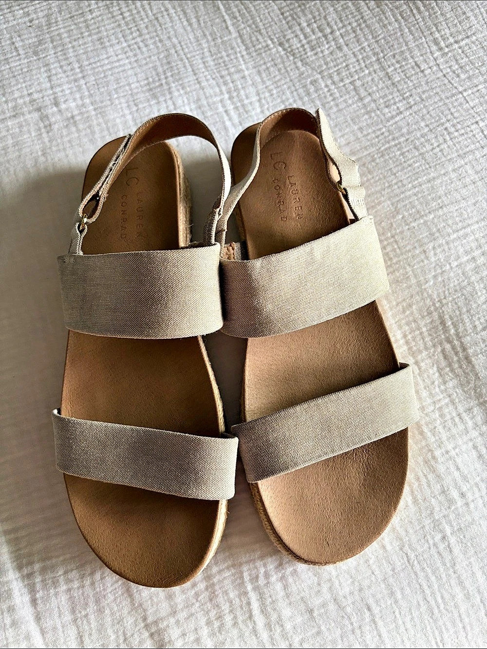 LC Lauren Conrad Women's Beige Wedge Sandals